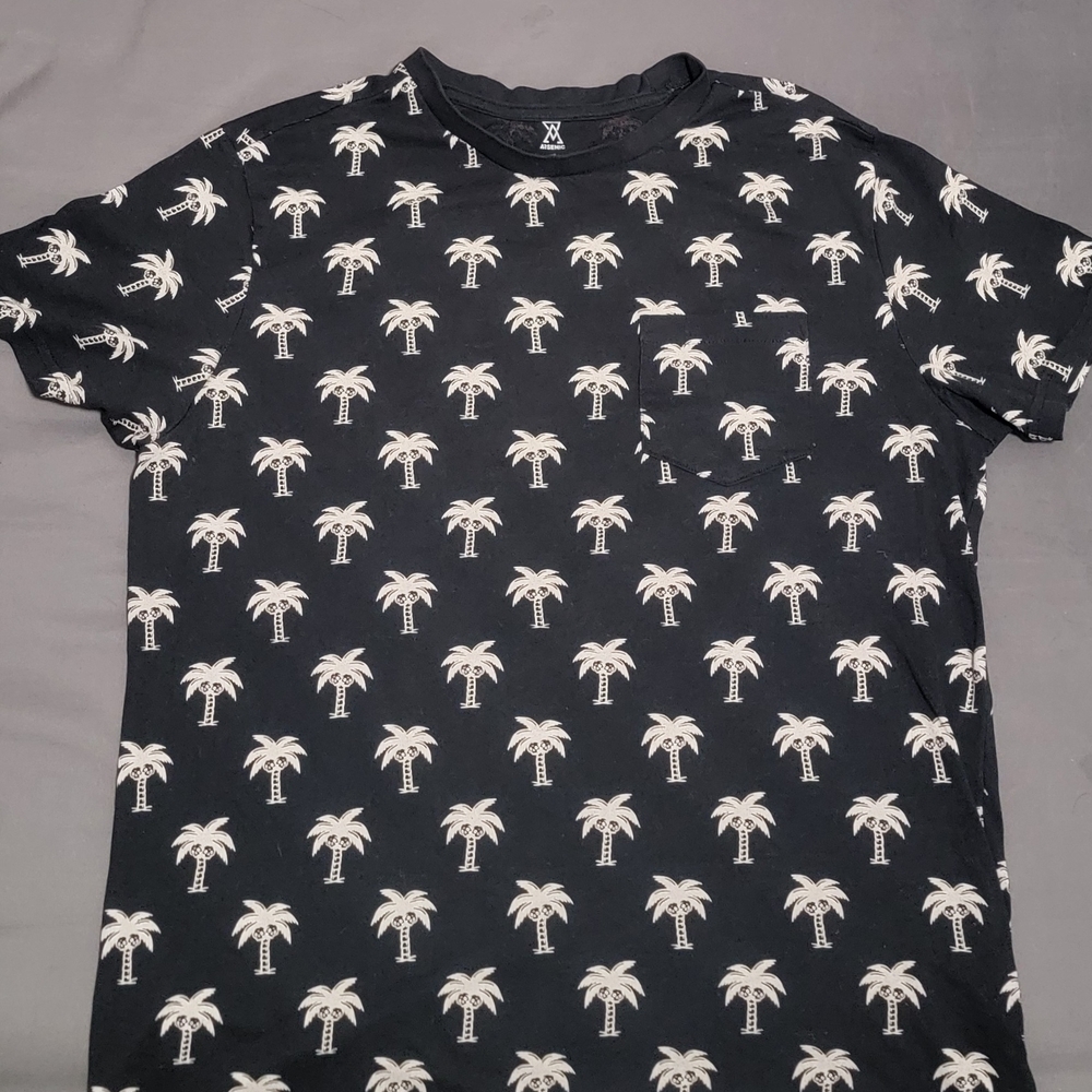 Arsenic Black Palm Tree Print Men's T-Shirt Size M
